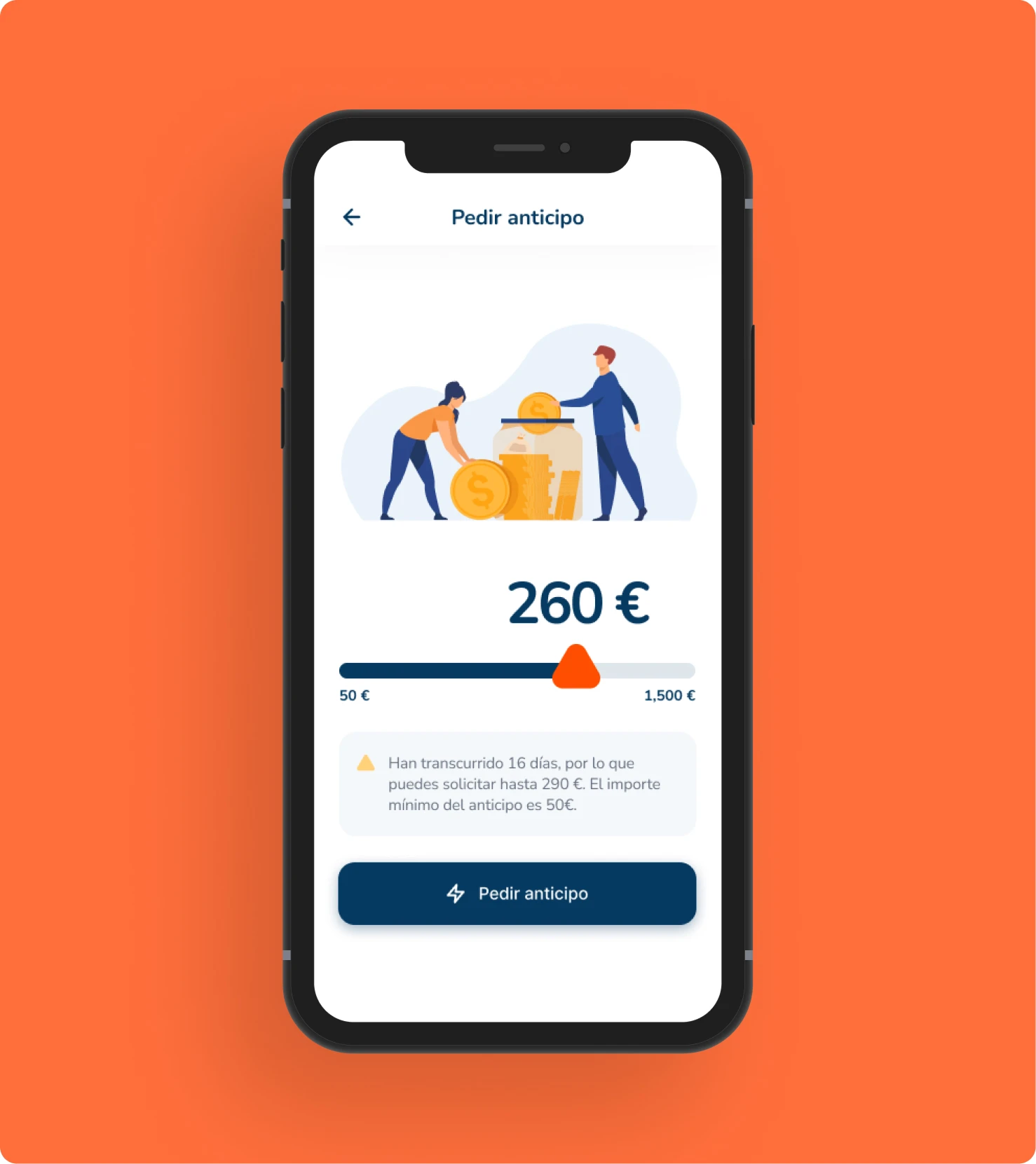 captura app - solicitar un anticipo